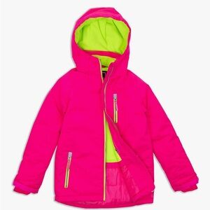Kids Winter Jacket in Bright Pink & Lime